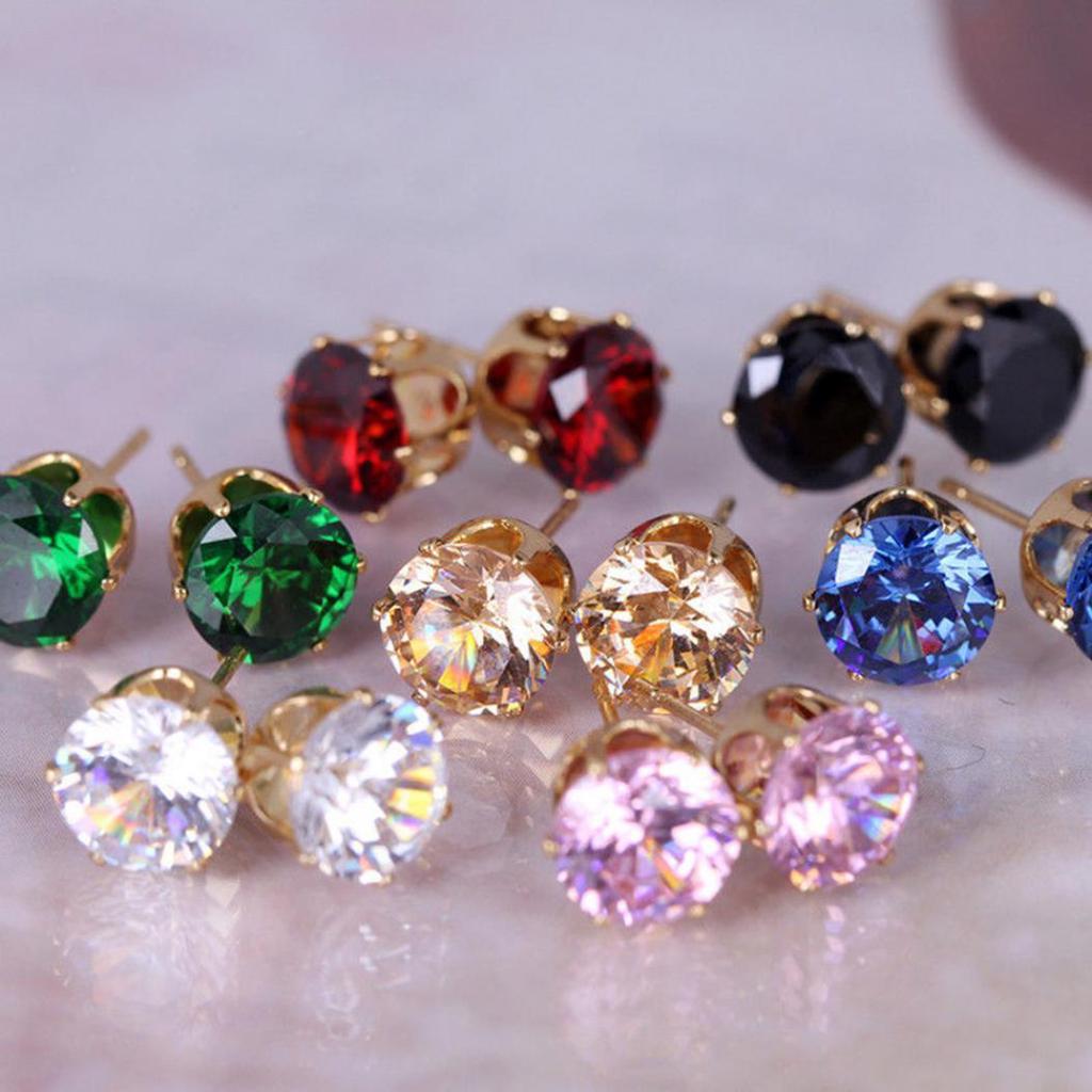 Women Fashion Jewelry Elegant Cubic Zirconia CZ Ear Stud Earrings Wedding Gift MIT
