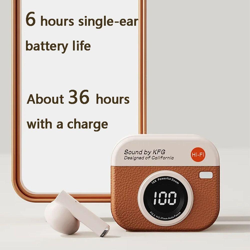 In-Ear Bluetooth Earphones Retro Camera Sports Headset Wireless Headphones  Air-conduction