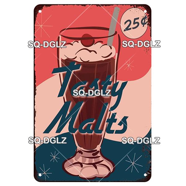 [SQ-DGLZ] Металлическая вывеска с молочным коктейлем, винтажная жестяная табличка, украшение для стены, домашний декор, вывеска для бара, домашний декор, плакат с мороженым
