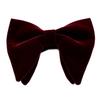 Mens Velvet Vintage Double Layer Pre-Tied Handmade Bow Tie Glitter Solid Color Tuxedo Big