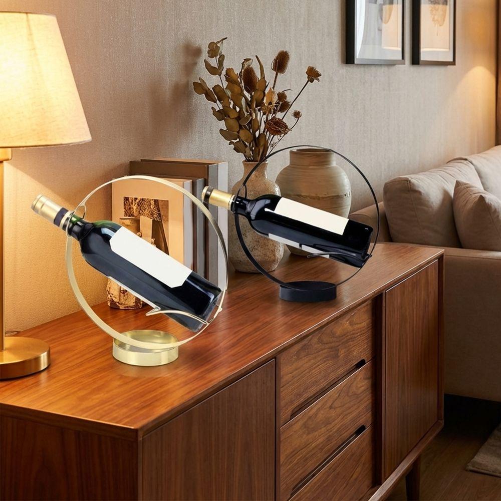 Single Iron Round Wine Rack Freestanding Red Wine Display Rack Modern Wine Bottle Holder  Hotel
