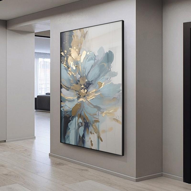 Роскошная картина для декора стен гостиной, абстрактная синяя цветочная печать на холсте, настенные картины для прихожей в спальне, современное настенное искусство