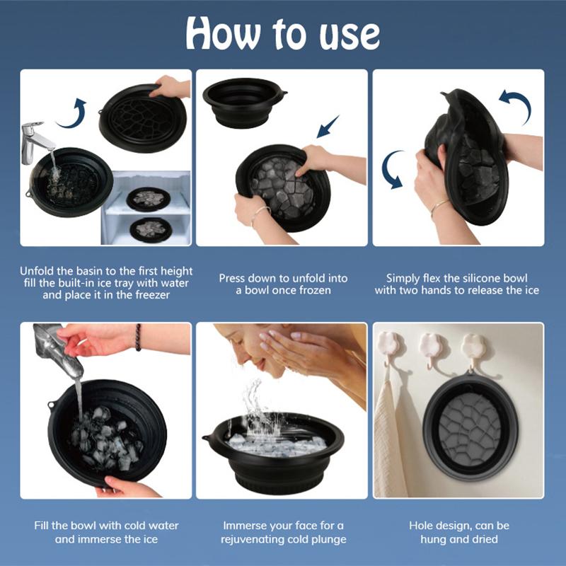 1 Pcs Large Foldable Silicone Bowl For Face Ice Bath And Home Skincare Routine Portable Face Dipping Bowl For Women And Girls