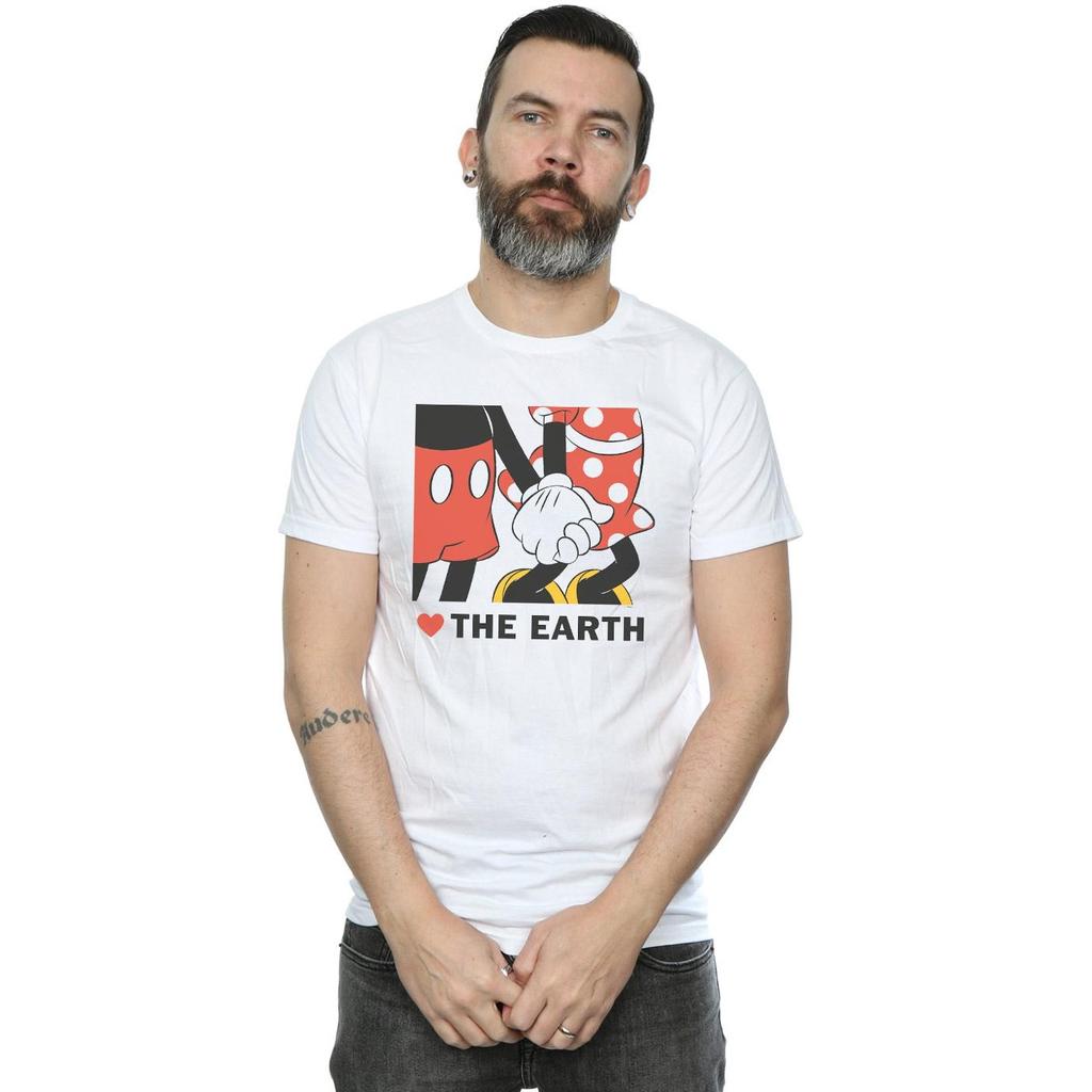 Disney Mens Mickey Mouse Heart The Earth T-Shirt