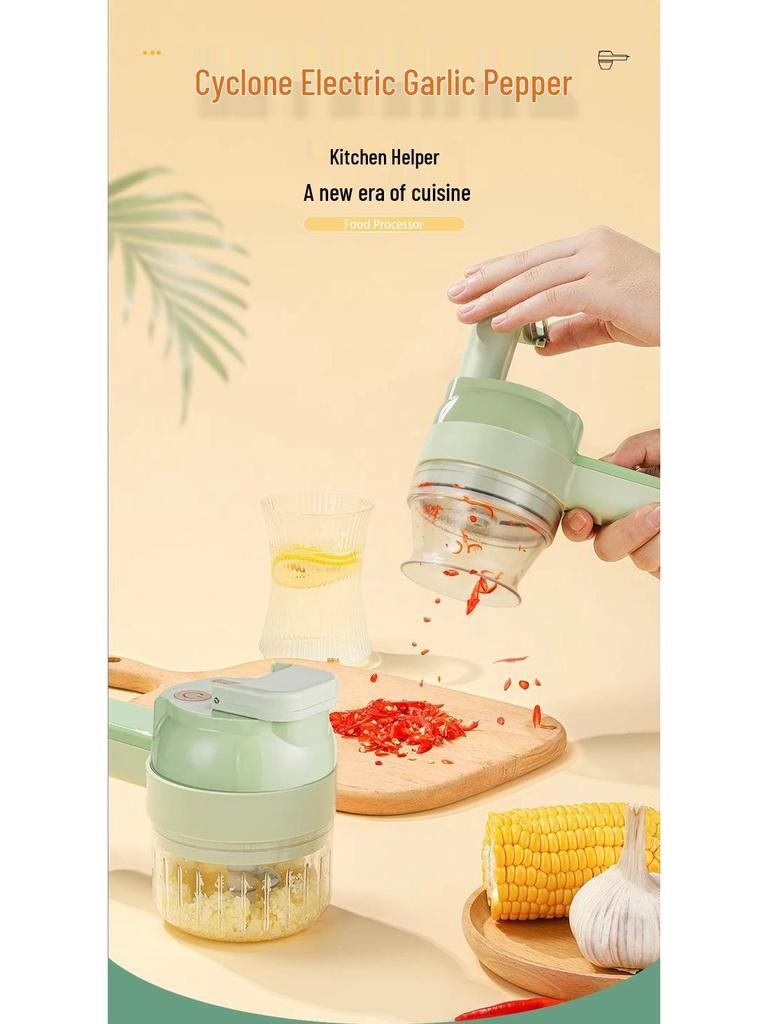 Электрический ручной измельчитель овощей и детского питания второго поколения - Многофункциональная чеснокодавилка и мясорубка