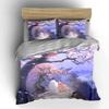 Ancient Chinese Couple Bedding Set, Romantic Cherry Blossom Scene Print Duvet Cover + 2 Pillowcases, Fantasy Romance Decor