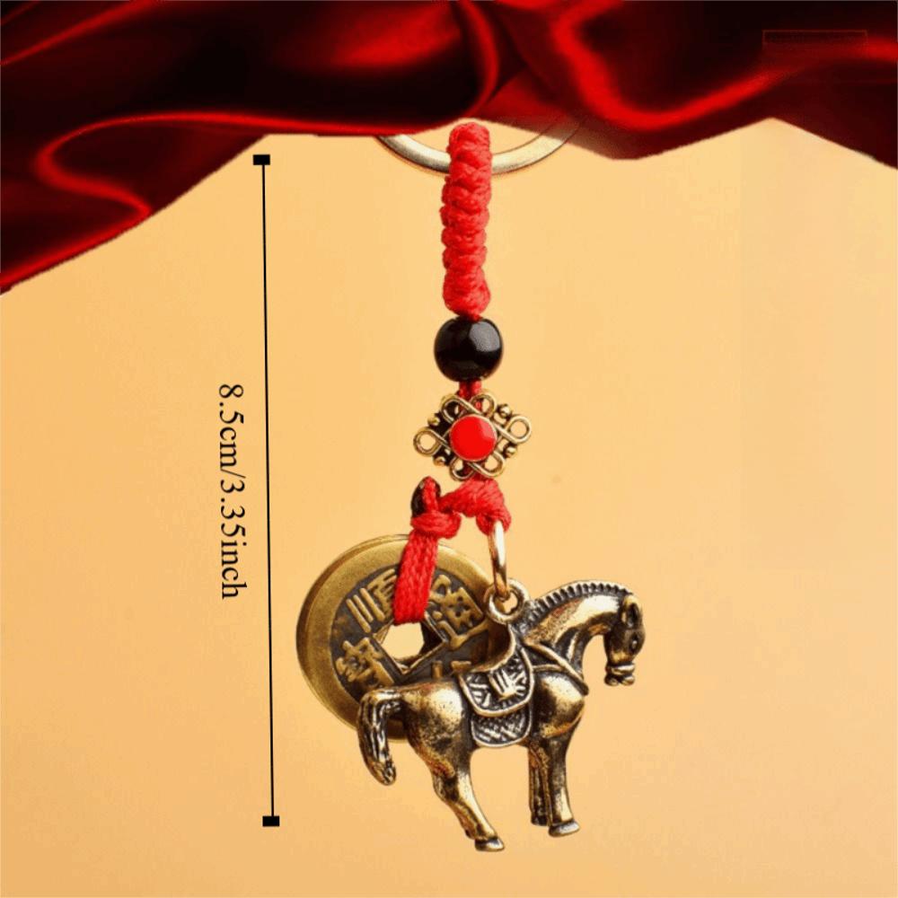 2Pcs Brass Material Five Emperors Money Keychain Fengshui Pendant Personal Accessories