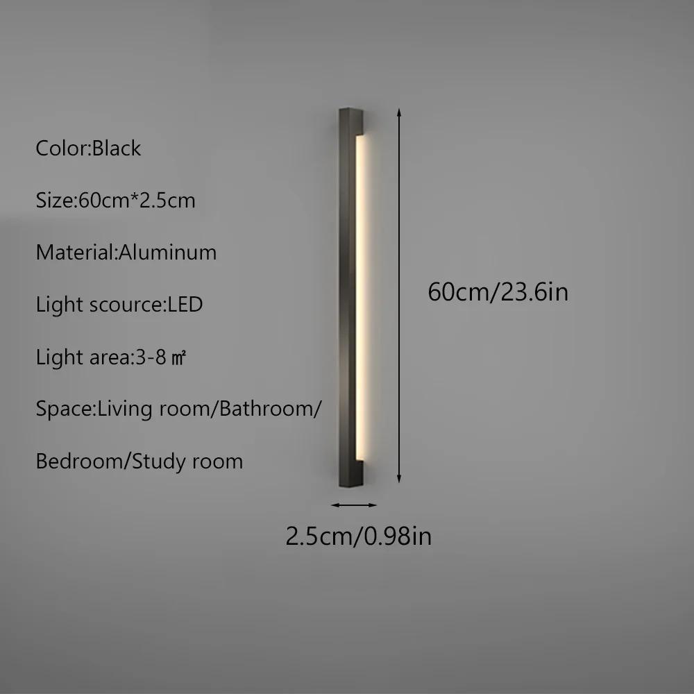 Светодиодный настенный светильник Nordic с минималистичным внутренним свечением, линейные светильники для спальни, прихожей, гостиной, домашнего освещения