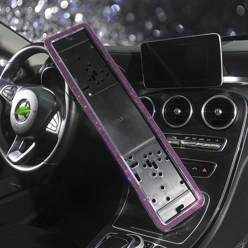 1PCS Russian Car License Plate Frame Crystal License Plate Frame Luxury Car Frame Plate Bling Car Accessories Interior for Woman