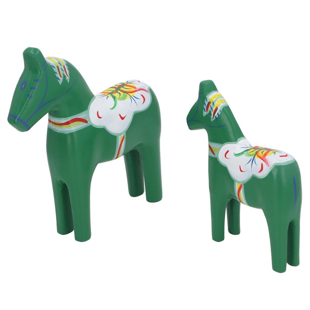 1 Pair Swedish Dala Horse Decor Wooden Traditional Painted Dalecarlian Horse Statue Figurine Home Ornament Handicraft