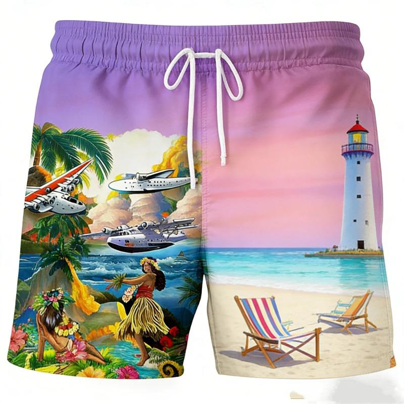 Summer Shorts Loose Breathable 3D Print Trendy Cool Fashion Vacation Shorts