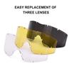 Очки для спорта на открытом воздухе с 3 сменными линзами, очки для бездорожья, ночное видение, ударопрочность