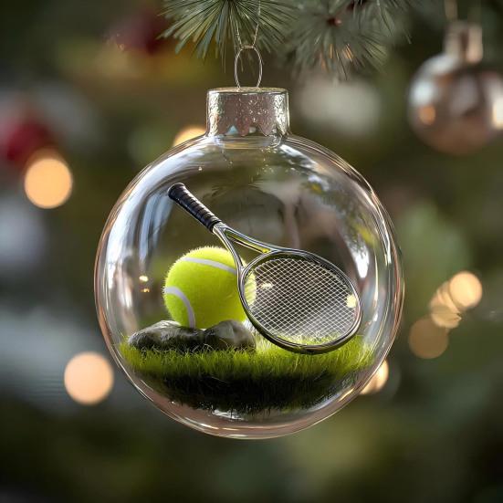 Yousheng Funny 3D Sports Ball Christmas Tree Ornaments Micro Scene Sports Holiday Ornament Clear Ball Hanging Decoration Keepsake Gift for Athletes