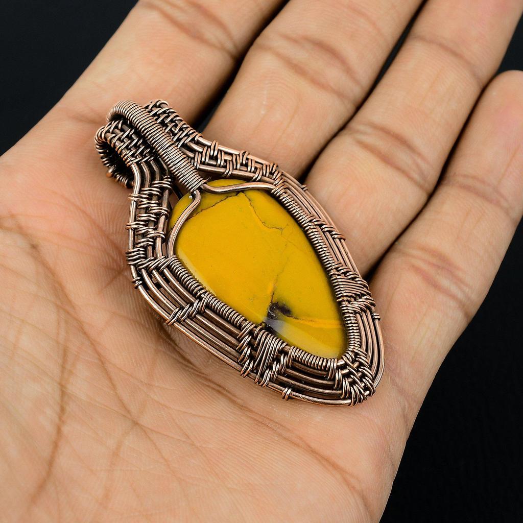 Mookaite 999 Copper Wire Wrapped Pendant, Handmade Gemstone Pendant Jewelry, Gifts For Wife Brand New Pendant