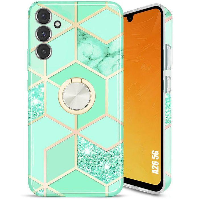 Coque de protection - BOOLING - pour Samsung Galaxy A26 5G - Antichoc - Anneau rotatif - Turquoise
