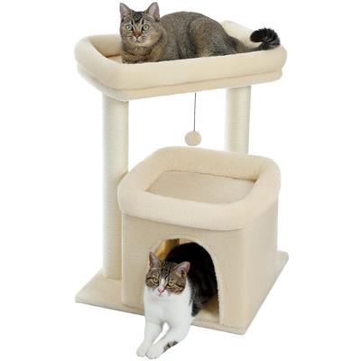 PAWZ Дорожная башня для кошек с большим когтем из пеньки, широкая, для нескольких пожилых кошек, легко устраняет недостаток рэгдолла, высота 65 см, для кошек, низкая, стационарная, веревочная, шлифовальная,