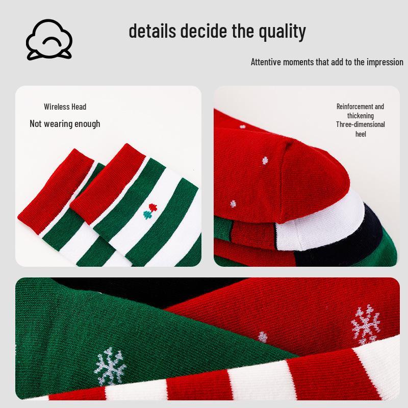 Женские хлопковые носки до середины икры с рождественским дизайном, устойчивые к запаху - мультяшные полоски для осени и зимы