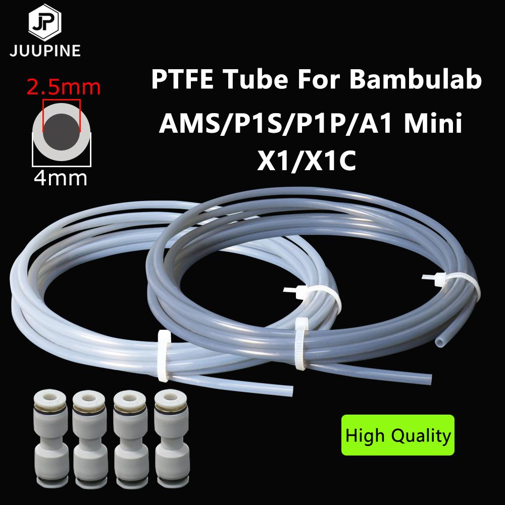 For Bambu Lab Ptfe Tube 2 5mm 4mm P1S P1P AMS A1 Mini 3D Printer Teflonto Pipe X1C Bambulab Ptfe Connector White Grey AMS LITE