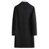 Men's Double-Sided Wool Trench, Black Woollen Outerwear, Long Overcoat, Double Breasted, Thick Black, Autumn, Winter