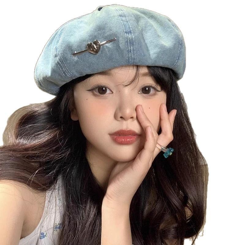 Autumn Hat Female Love Cowboy Beret Big Head Circumference Showing Face Small Octagonal Hat Fashion Versatile Painter Hat