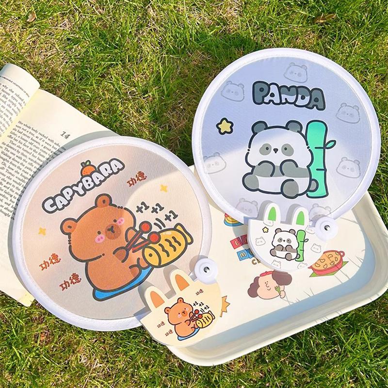 Портативный мультяшный складной веер Kawaii креативный складной веер прохладный летний ручной веер летающий диск карманный тканевый веер подарки для детей