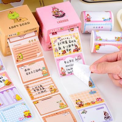 70 листов Labubu Capybara выдвижной рулон липкой записки Креативная простота липкой записки DIY Декоративная почтовая записка липкая записка