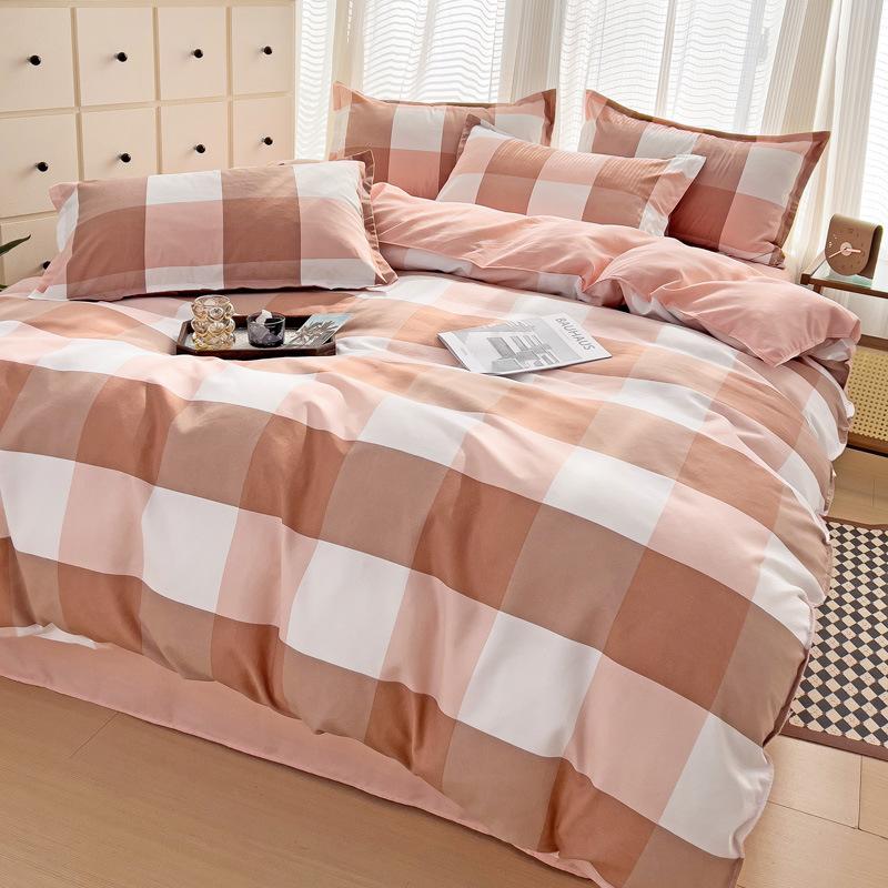 Утолщенный потертый комплект из четырех простых простыней из твила, пододеяльников, постельного белья