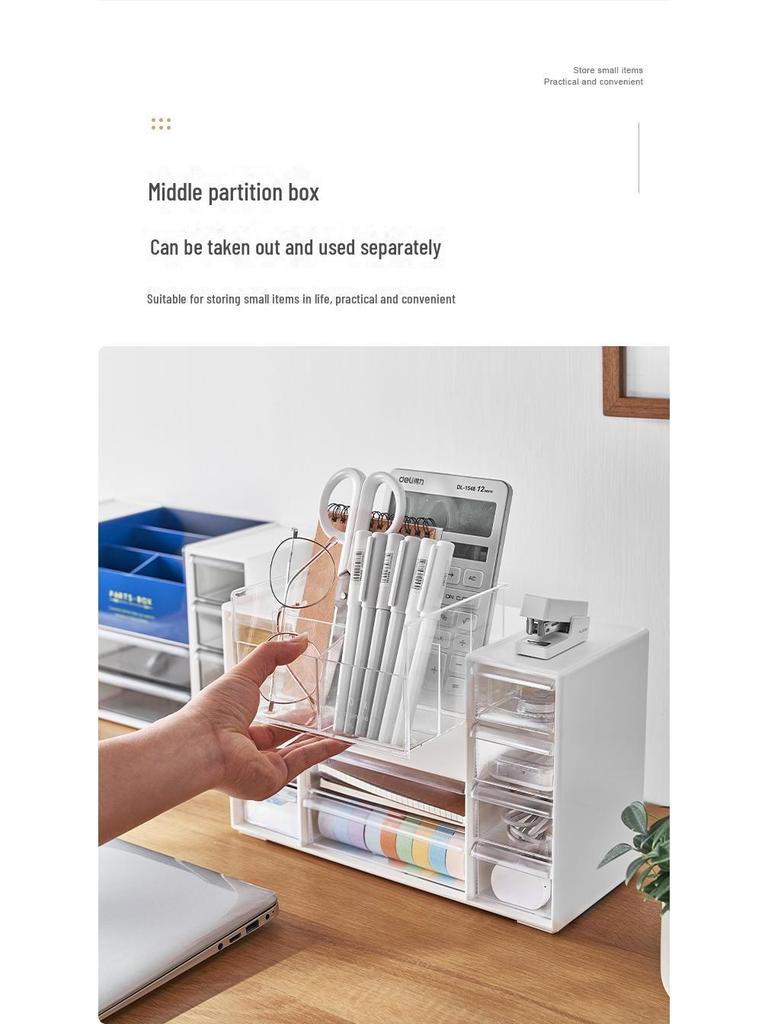 Японский мини-шкаф для хранения KM.6051: Настольный органайзер для мелочей и канцелярских товаров.