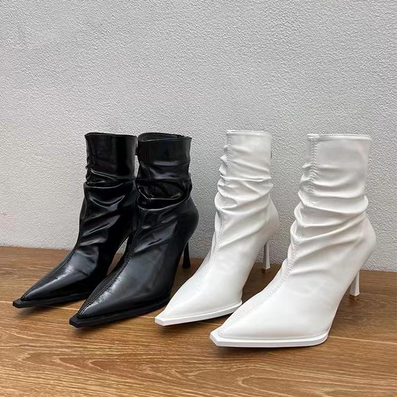 Модные женские ботильоны на высоком каблуке, сексуальные кожаные туфли с острым носком, женская обувь, тренд 2024 года, дизайнерские зимние сапоги, туфли-лодочки, готические зимние женские туфли Zapatos