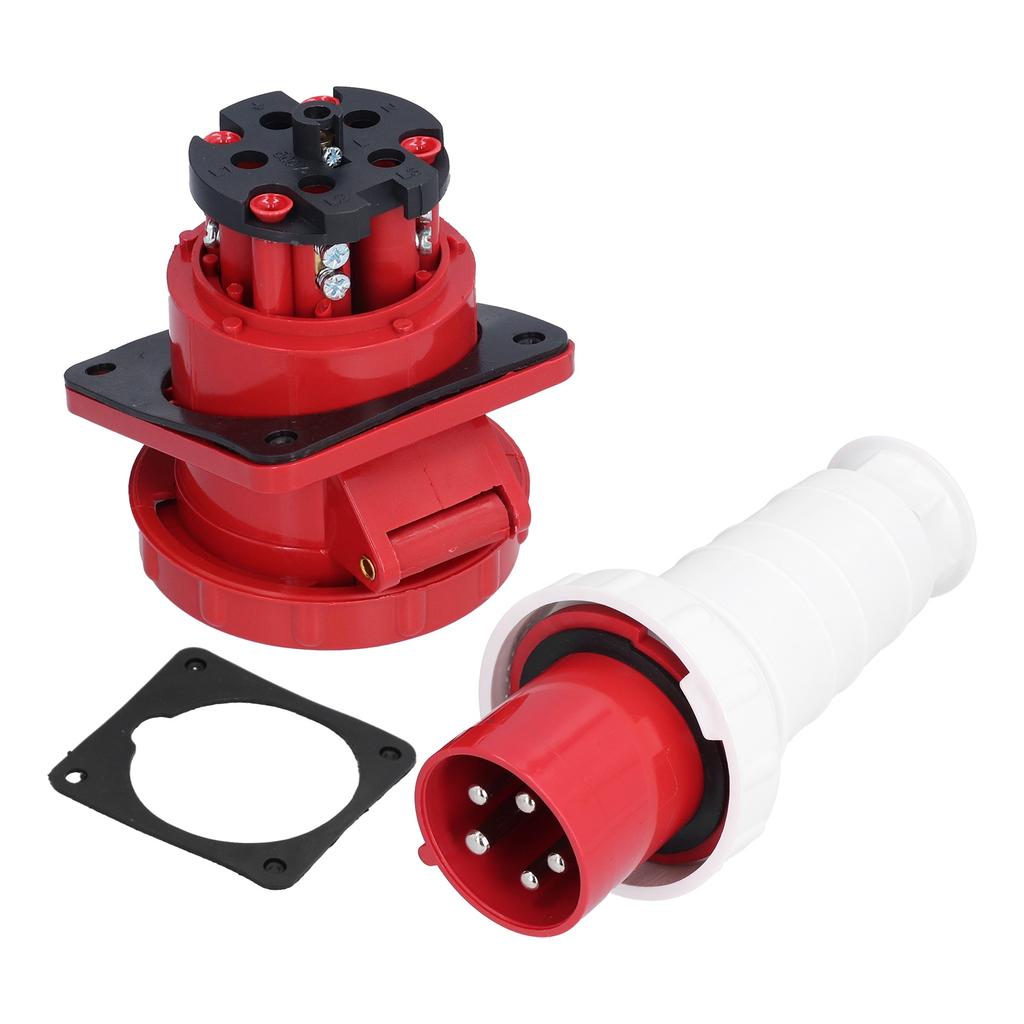 Industrial Plug Socket 5 Pin 3 Phase Power Connector IP67 Waterproof 380415V 63A 3P+N+E