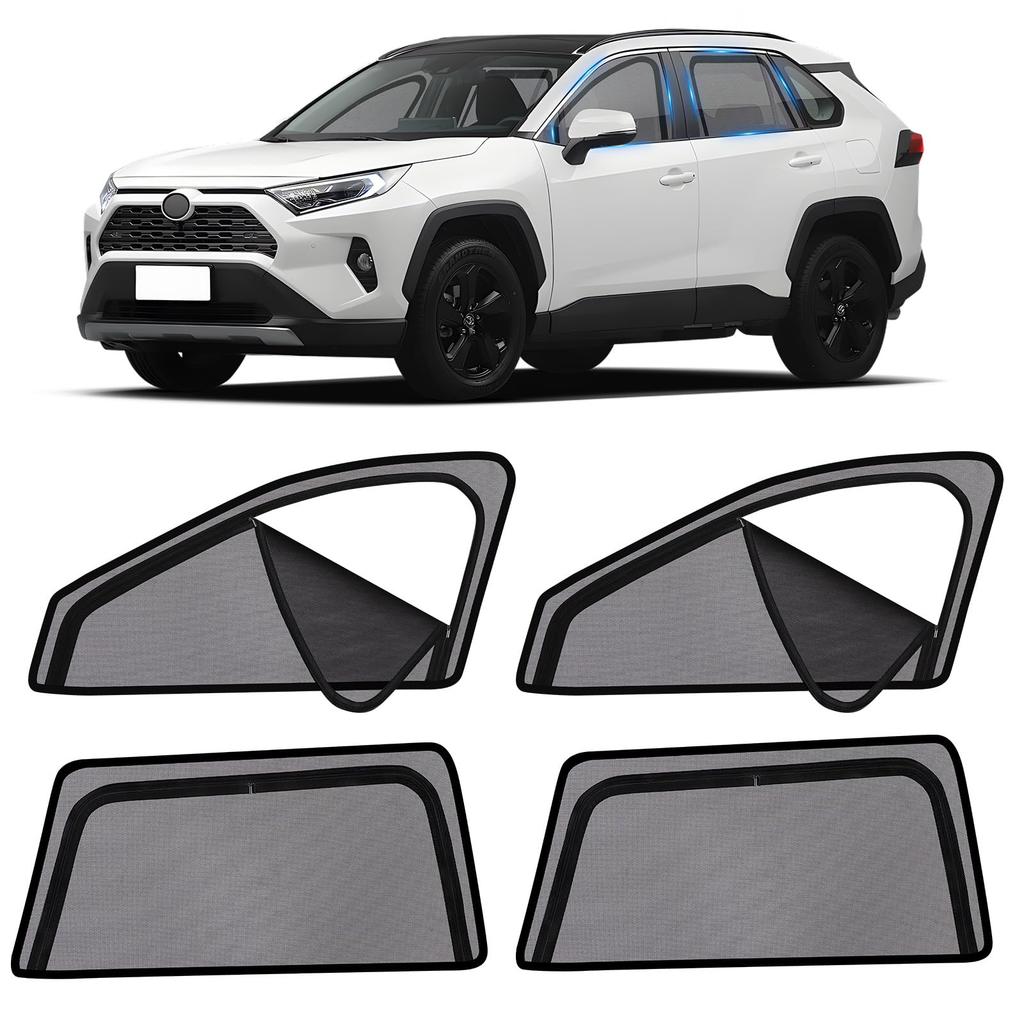 ZATOOTO Side Mesh Curtain with Magnetic Insect Zippered Sun Light UV Insect Privacy Easy Storage Bag Included with Toyota RAV4 50 LLWS02-RAV4