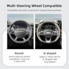 vcxja9 Suitable for Dacia Steering Wheel Cover, Wave-Shaped Sporty Design, Breathable Leather, Segmented Anti-Slip Sweat-Absorbing Protective 