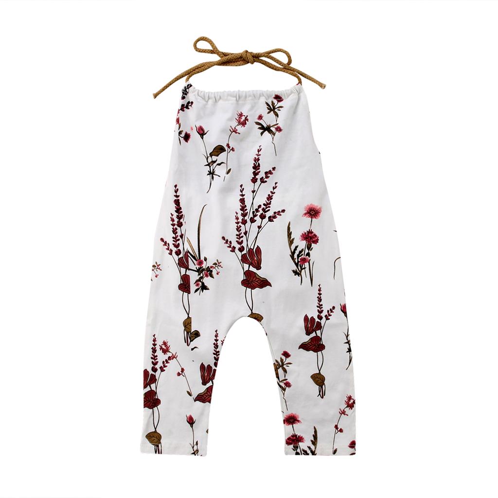 Citgeett Summer Newborn Kids Baby Girl Flower Halter Sleeveless Romper Jumpsuit Playsuit Outfits Floral White Fashion Sunsuit
