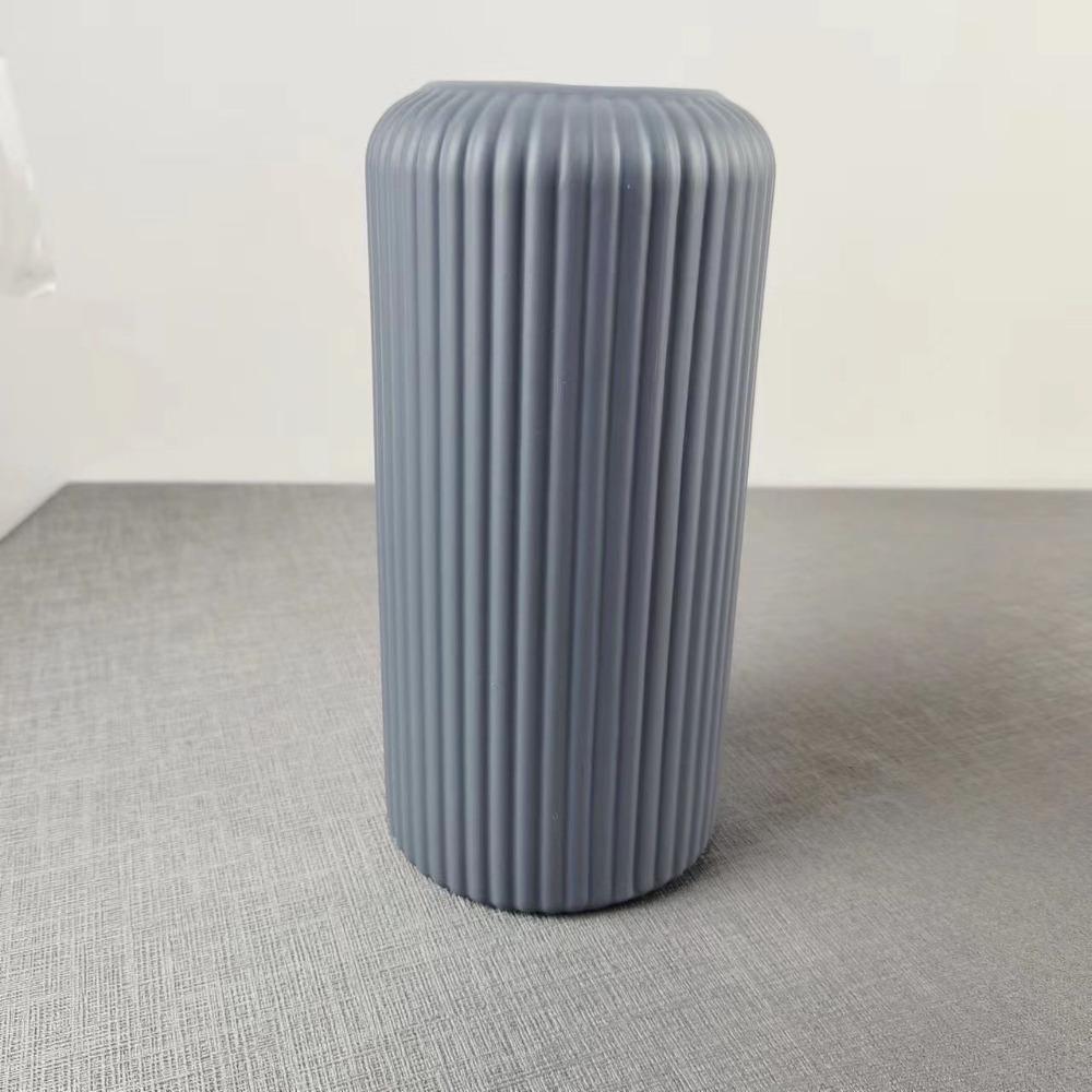 Striped Plastic Vase Ceramic-Like Flower Pot Container Floral Arrangement Living Room