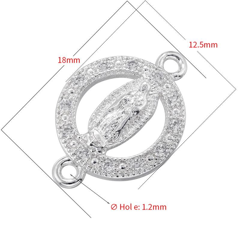 ZHUKOU Golden-plated Brass Catholic Virgin Mary Pendant Crafts Double Holes DIY Bracelet Necklace Accessories