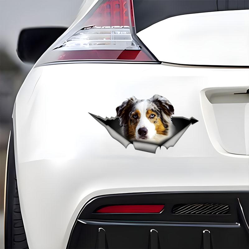 Наклейки на автомобиль для австралийской овчарки, скрытые в отверстиях, водонепроницаемые наклейки неправильной формы для украшения автомобиля