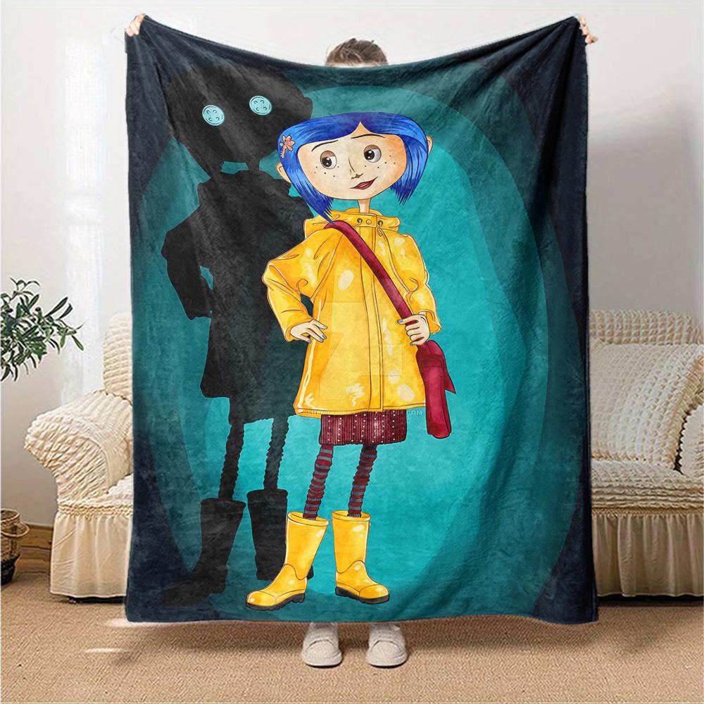 1pc Coraline (6) Blanket, Gift, for Men and Women, Soft Blanket, Good for Sofa Bed Couch Travel, Lightweight Flannel Blanket