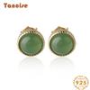 Танциз стерлингового серебра 925 пробы нефритовый циркон серьги серьги-капли для женщин подарки на свадьбу