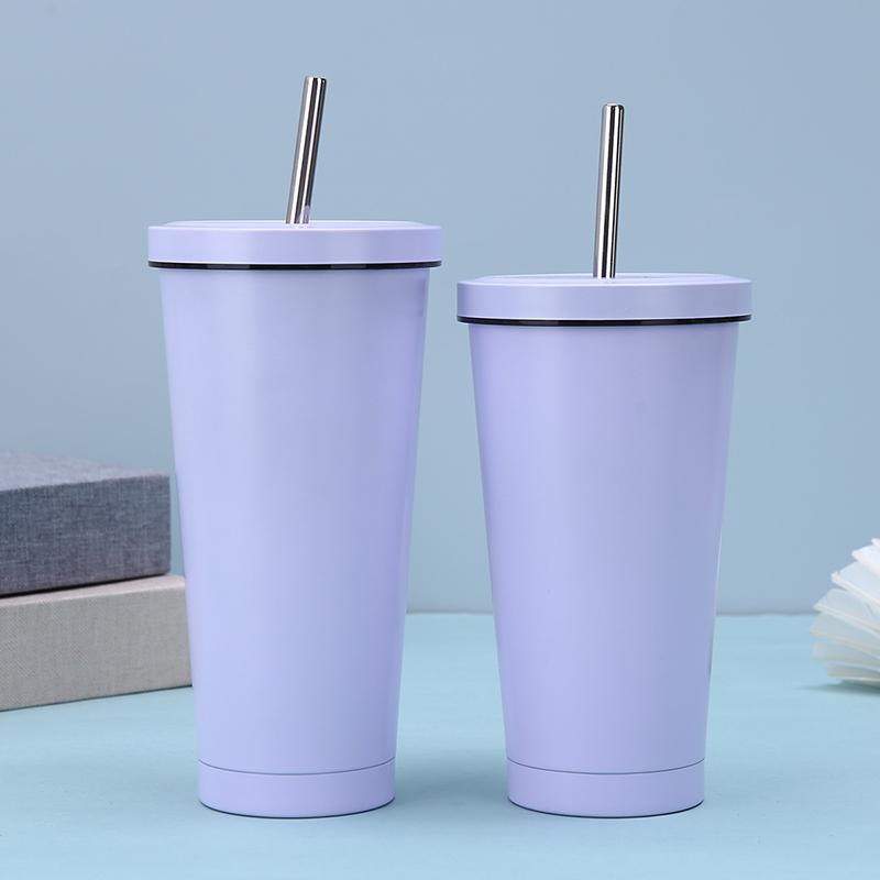 Вакуумный стакан с трубочкой и ручкой – Стакан из нержавеющей стали с двойной изоляцией и крышкой, Портативная дорожная кружка для активного отдыха