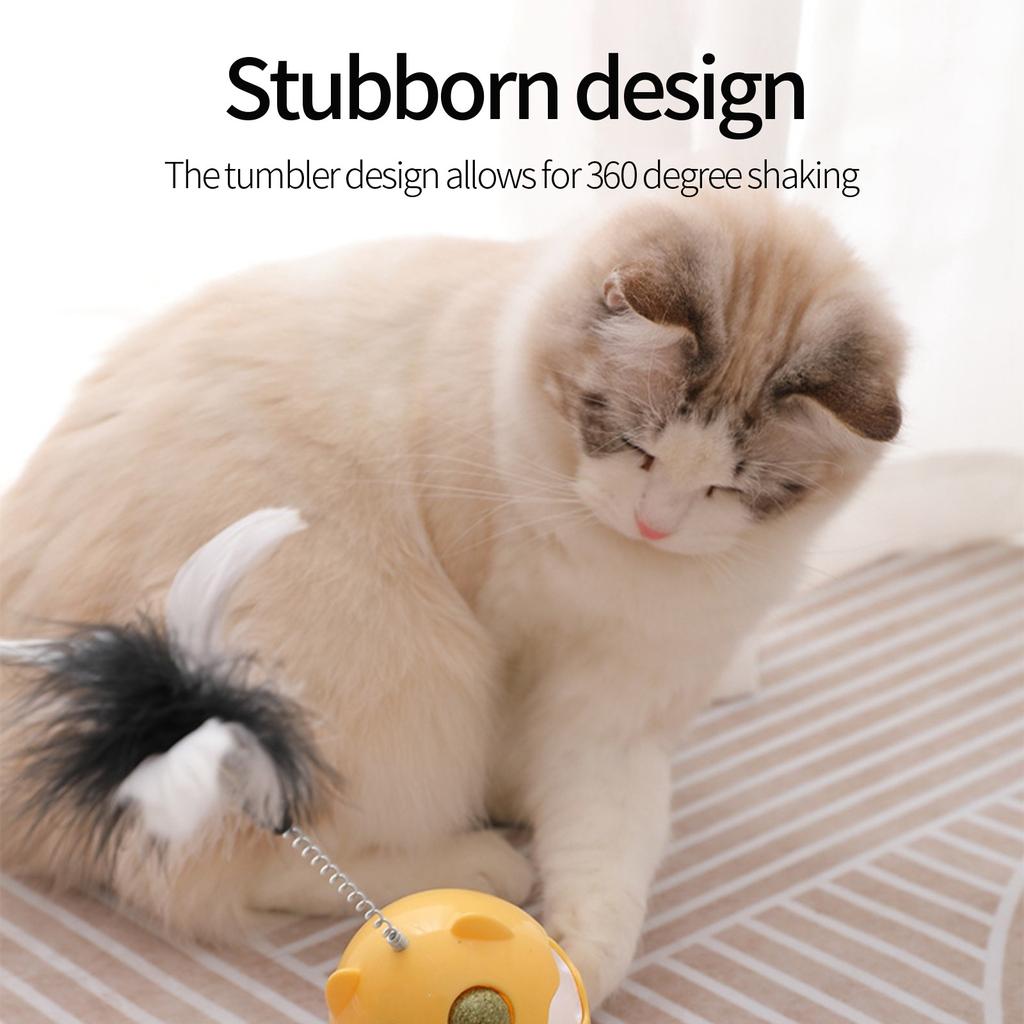 Неваляшка для кошек, веселый шарик из кошачьей мяты, чтобы избавиться от скуки, игрушка для кошек с перьями, товары для домашних животных