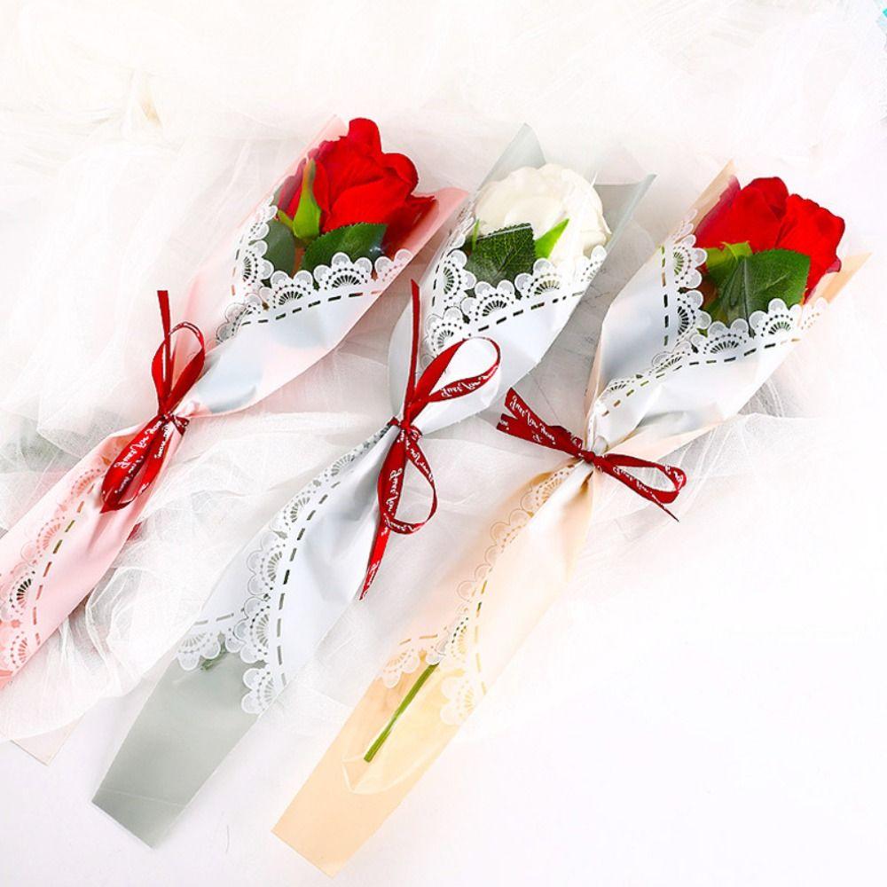 20pcs Plastic Single Rose Flower Wrapping Bag DIY Flower Bouquet Packaging Bags Teacher's Day