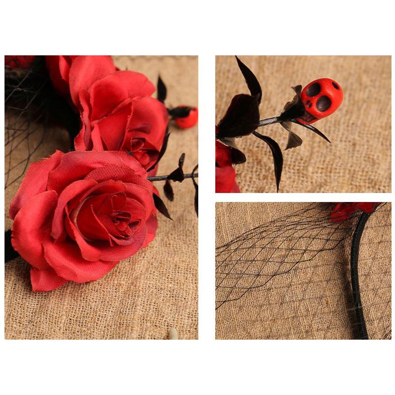 Повязка на голову в виде сетки для волос на Хэллоуин с розами, привидениями, фестивалями, представлениями, вечеринками, повязками на голову, венками, вуалями, аксессуарами для волос