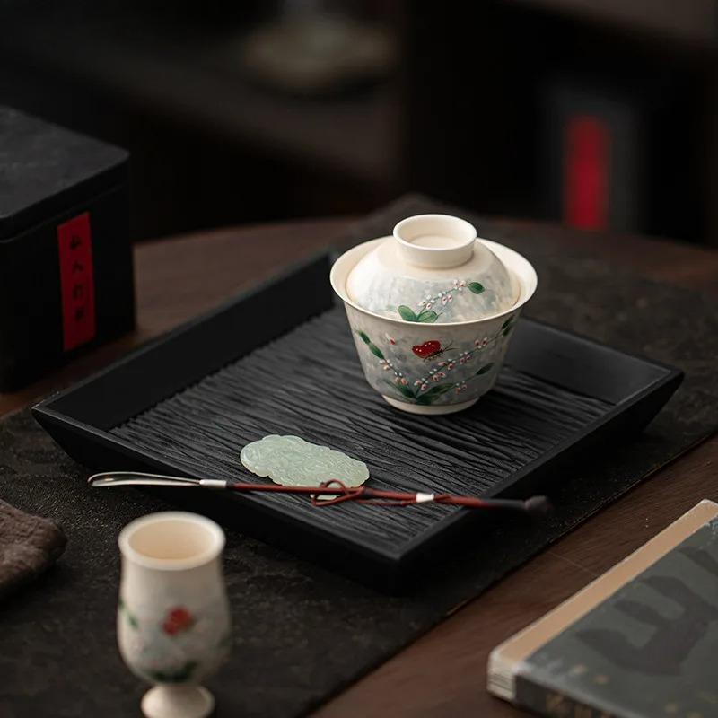 150 мл Ручная роспись Орхидея Бабочка Гайвань Эстетичная Чайная Чаша с Крышкой Комплект Изготовитель Крышка Чаша Коллекция для Церемоний
