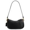 Coach Waverly 24 Double Turn Lock Design Natural Grain Leather Shoulder Bag Medium Women Shoulder Bag Black CDZ20-B4BK