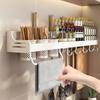 2023 White Kitchen Organizer Rack Multi-Functional Seasoning Knife Rack Wall-Mounted Storage Chopping Board Seasoning Rack