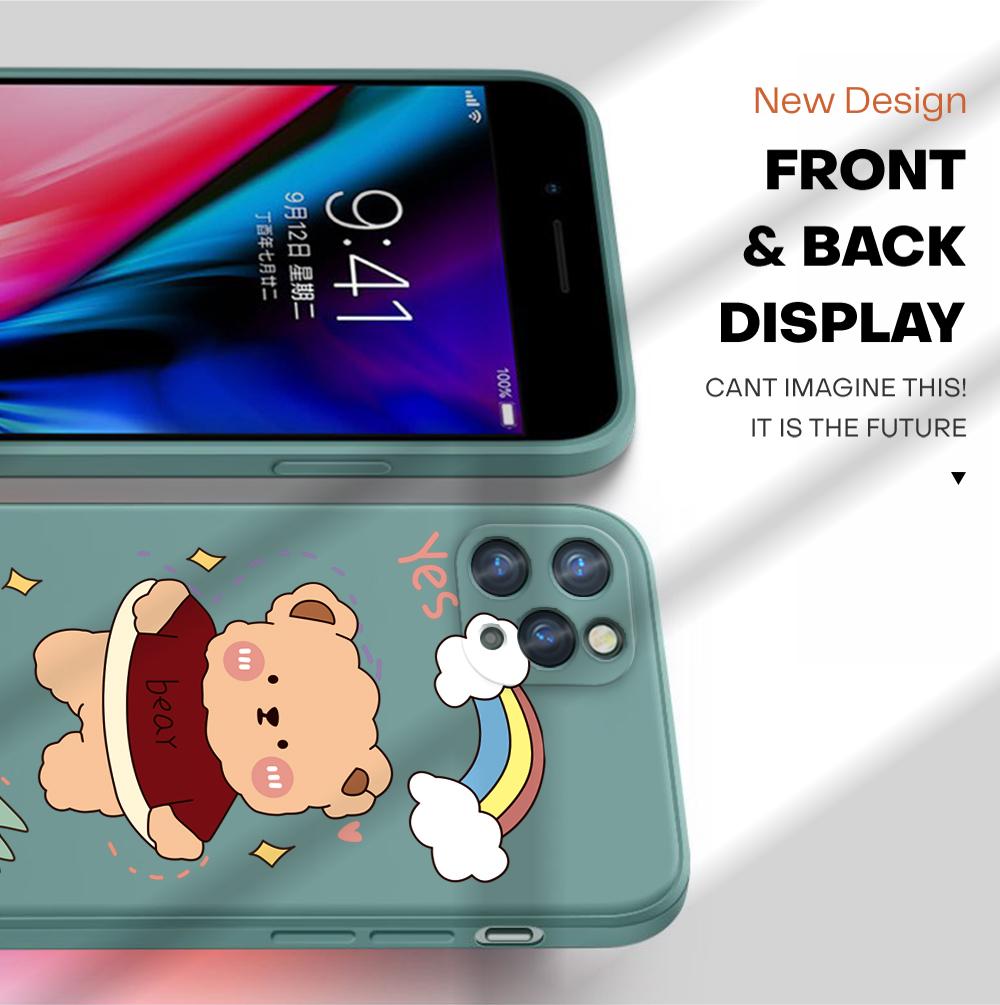 Мягкий силиконовый квадратный мультяшный медведь с полным покрытием для защиты камеры противоударный чехол