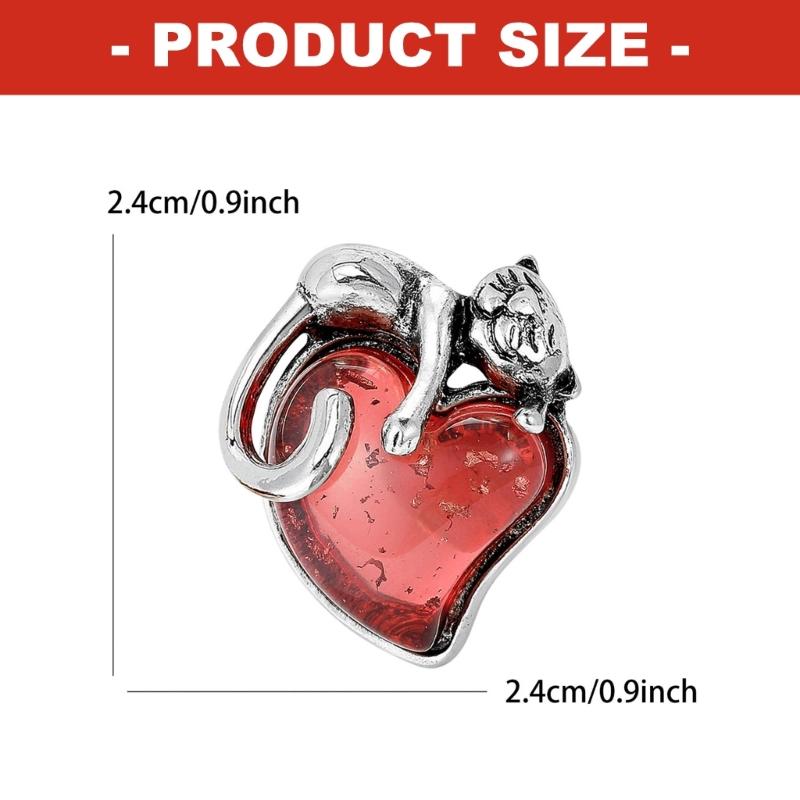 Lovely Animal Heart Enamel Brooch Cartoon Corsage Pin Fashion Decoration for Puss Lovers Gift Alloy Jewelry