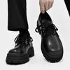 Fashion Casual Thick Soled Men's Leather Shoes Fashion Party Style Outdoor Trendy Streets Daily Derby Black Shoes Thick Soled Popular