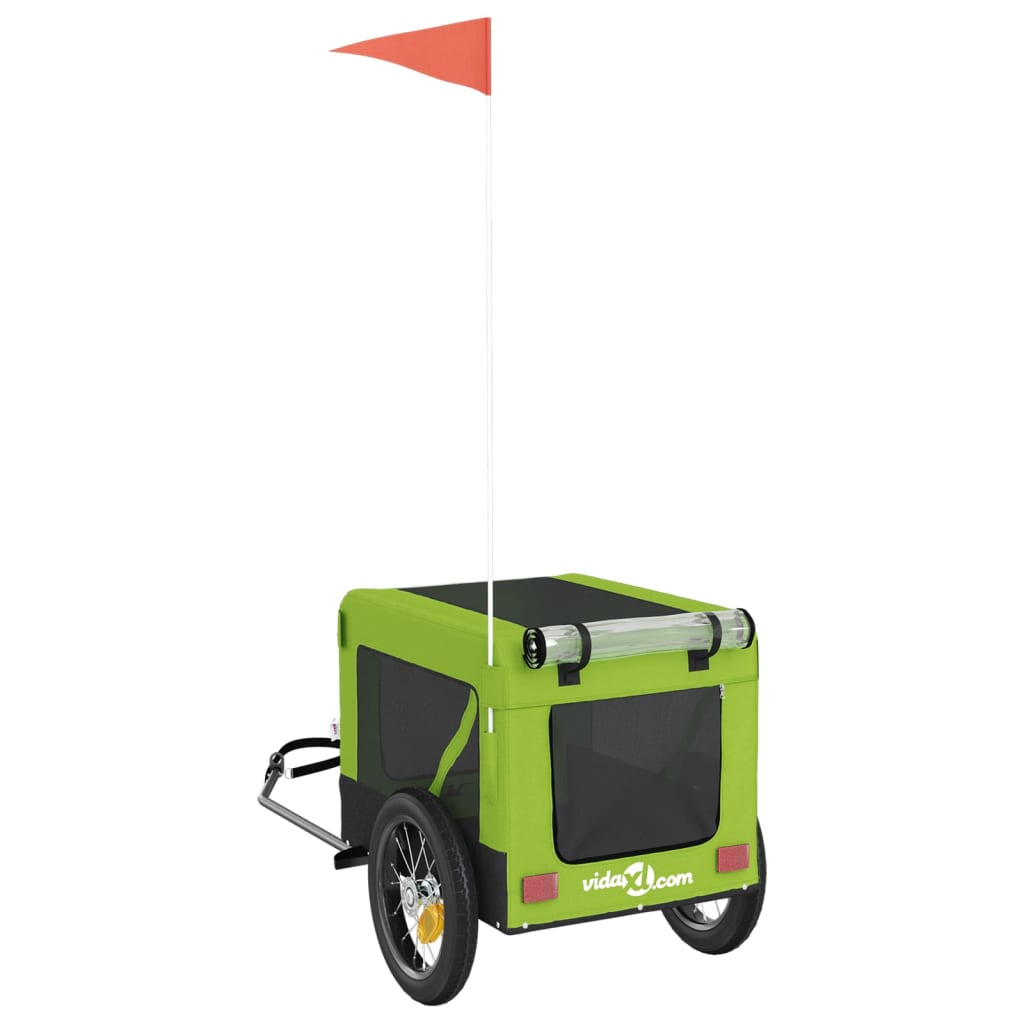 Bicycle Trailer for Dogs Green and Black Oxford Fabric & Iron