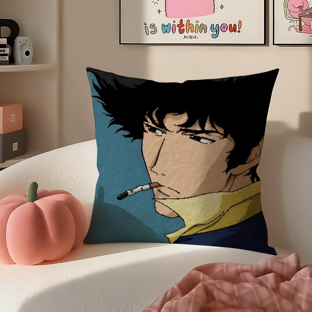 Anime jazzy CCowboy Bebop Cushion Cover Pillowcase Short Plush Invisible zipper Room Sofa Cushion Cover